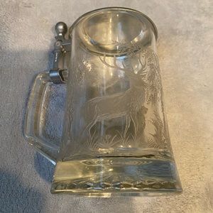 West Germany beer stein with lid etched